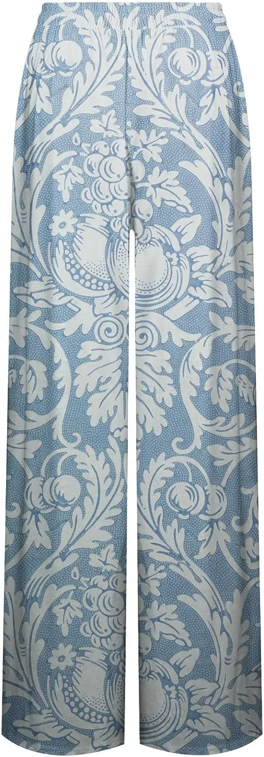 2025 Trendy Summer Flowy Gauze Pants That Look Like Skirts- Boho Drawstring Linen Wide Leg Palazzo Trousers