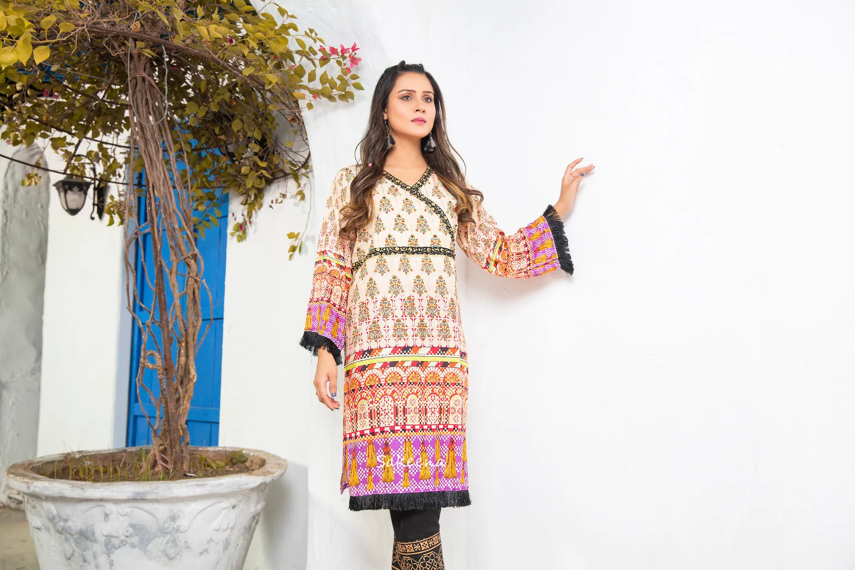 2pc Linen Ready to Wear Dress by Sakeena Hasan