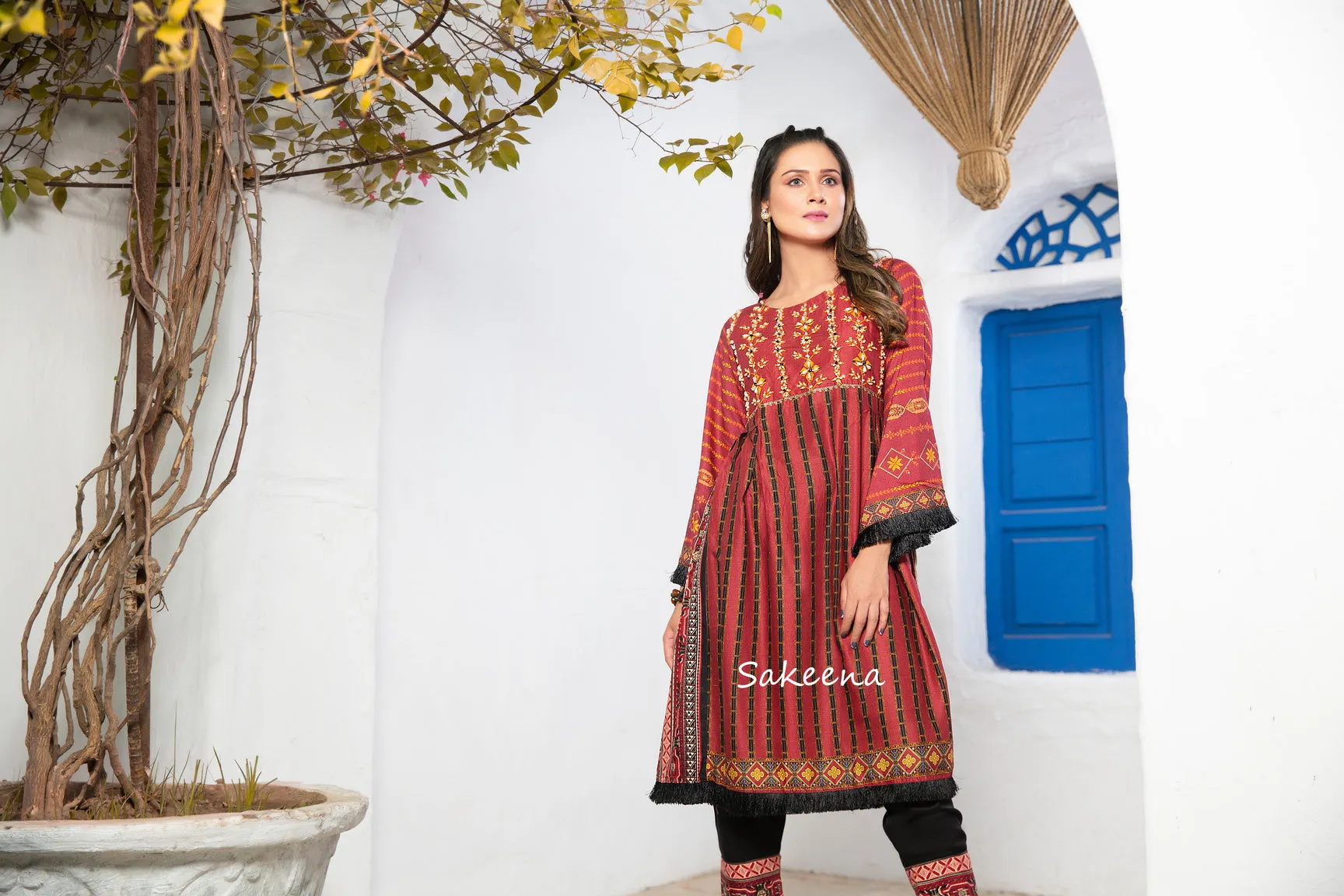 2pc Winter Linen Dress by Sakeena Hasan