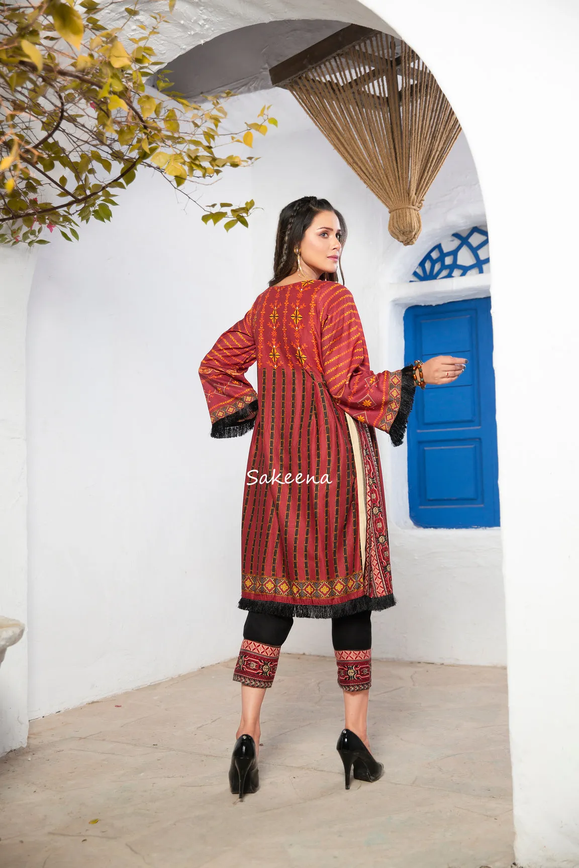 2pc Winter Linen Dress by Sakeena Hasan