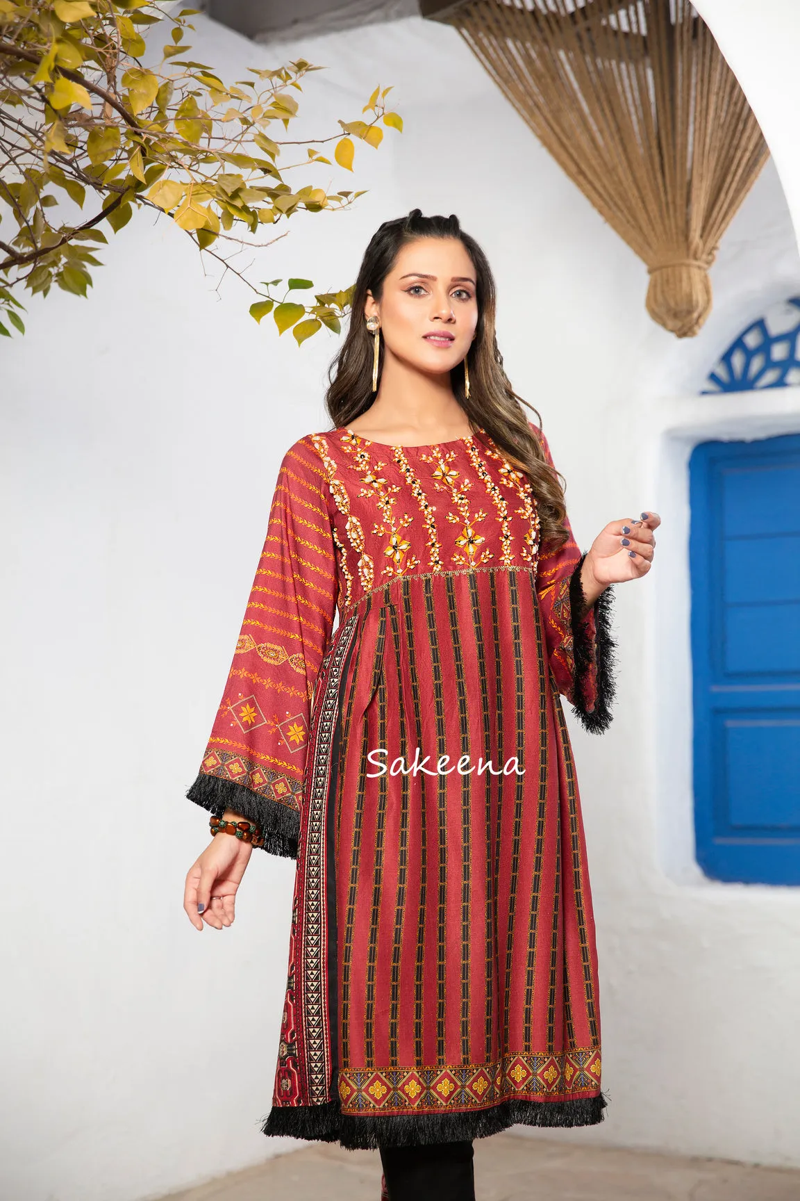 2pc Winter Linen Dress by Sakeena Hasan