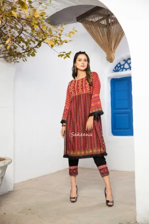 2pc Winter Linen Dress by Sakeena Hasan