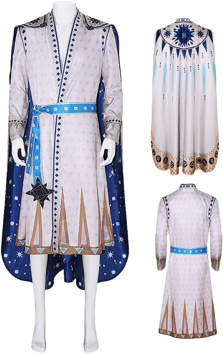 Adult Wish King Magnifico Costume Tunic Cloak Suit Halloween Cosplay Outfit King Tunic Robe Belt Full Set Outfits