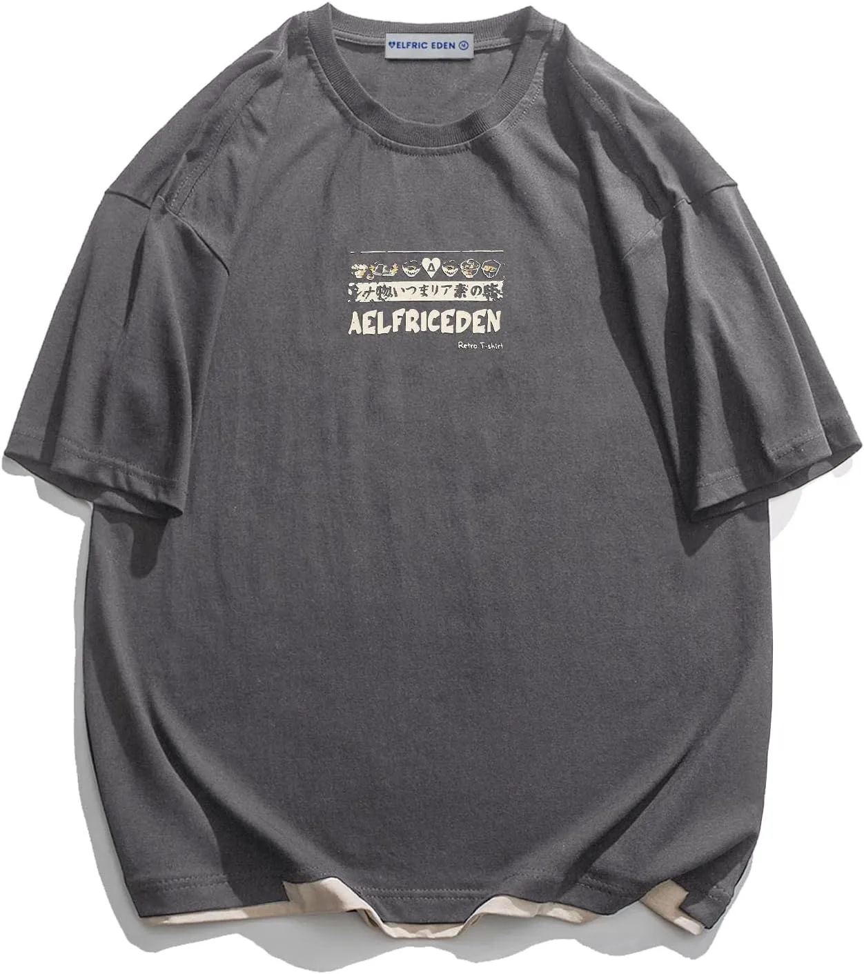 Aelfric Eden Mens 90s Vintage Oversized Shirts Unisex Harajuku T Shirt Print Graphic Tees Casual Summer Streetwear Top