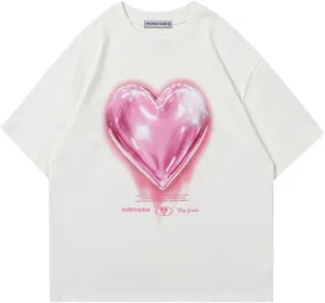 Aelfric Eden Women Love Balloon Graphic Tees Summer Short Sleeve Printed Cotton T Shirts Casual Harajuku Tops