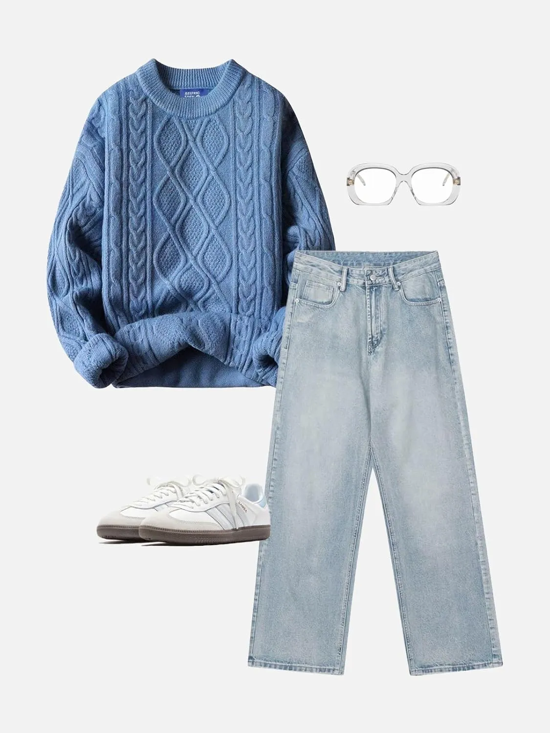 Aelfric Eden Women Sweater Oversized Knitted Sweater Woven Crewneck Pullover