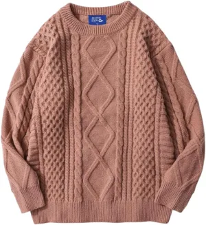 Aelfric Eden Women Sweater Vintage Cable Knit Sweater Casual Oversized Sweater Pullover