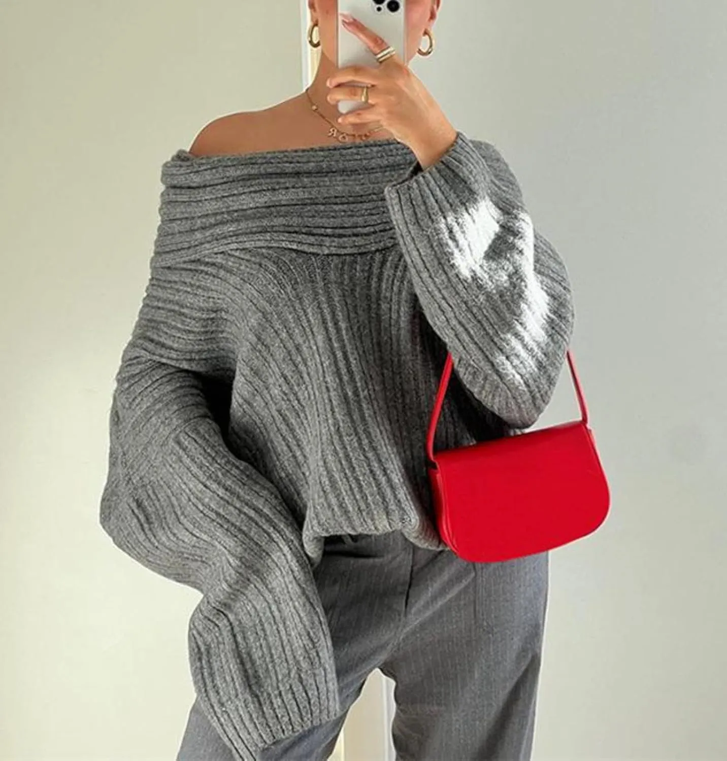 Aesthetic Two Piece Sets Knit Sweater Off The Shoulder Sweater Long Sleeve Sweater Knit Skirt Midi Skirt Maxi Dress