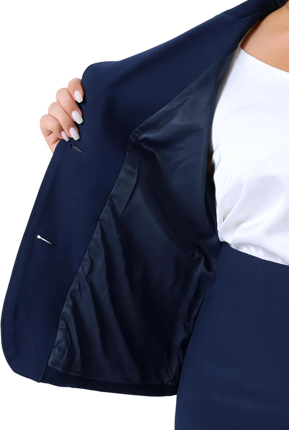 Agnes Orinda Plus Size Women Blazer Suits Notch Lapel Short Sleeve Office Pencil Skirt Business Skirt Set