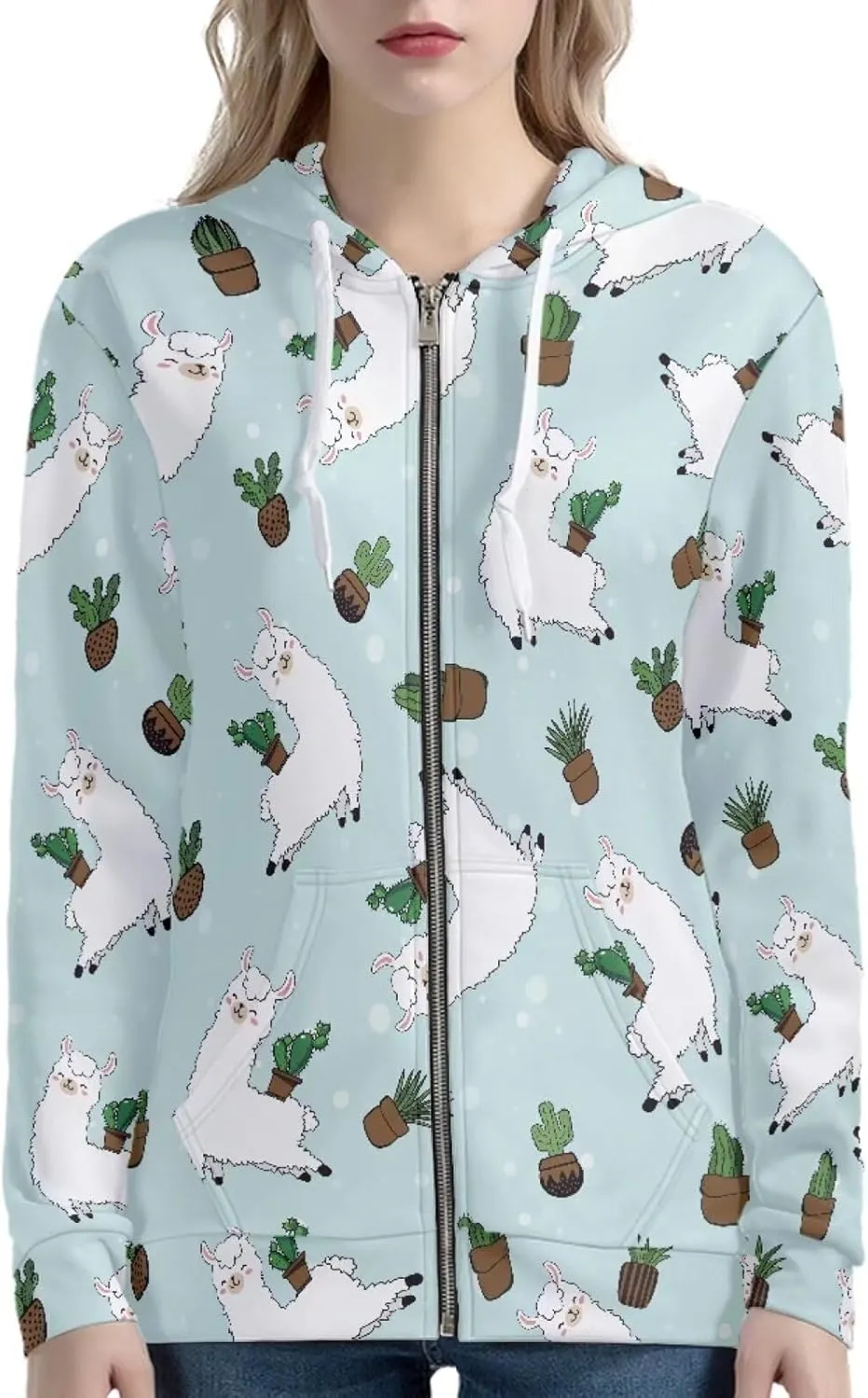 Agoviwo Cute Graphic Zip up Hoodie Women Thin Sweatshirt Tunic Y2k Hoodie Lightweight Workout Hoodie Tunic for Spring