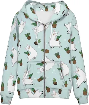 Agoviwo Cute Graphic Zip up Hoodie Women Thin Sweatshirt Tunic Y2k Hoodie Lightweight Workout Hoodie Tunic for Spring