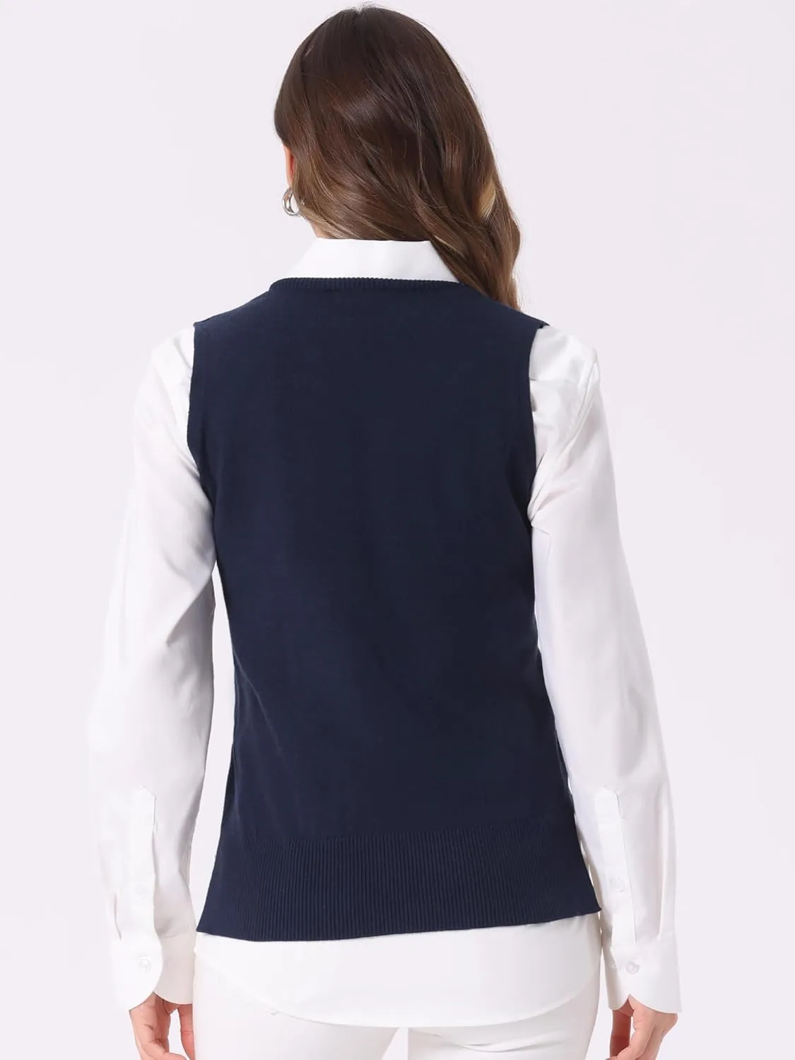 Allegra K Women's V Neck Sweater Vest Knit Pullover Sleeveless Sweater Top