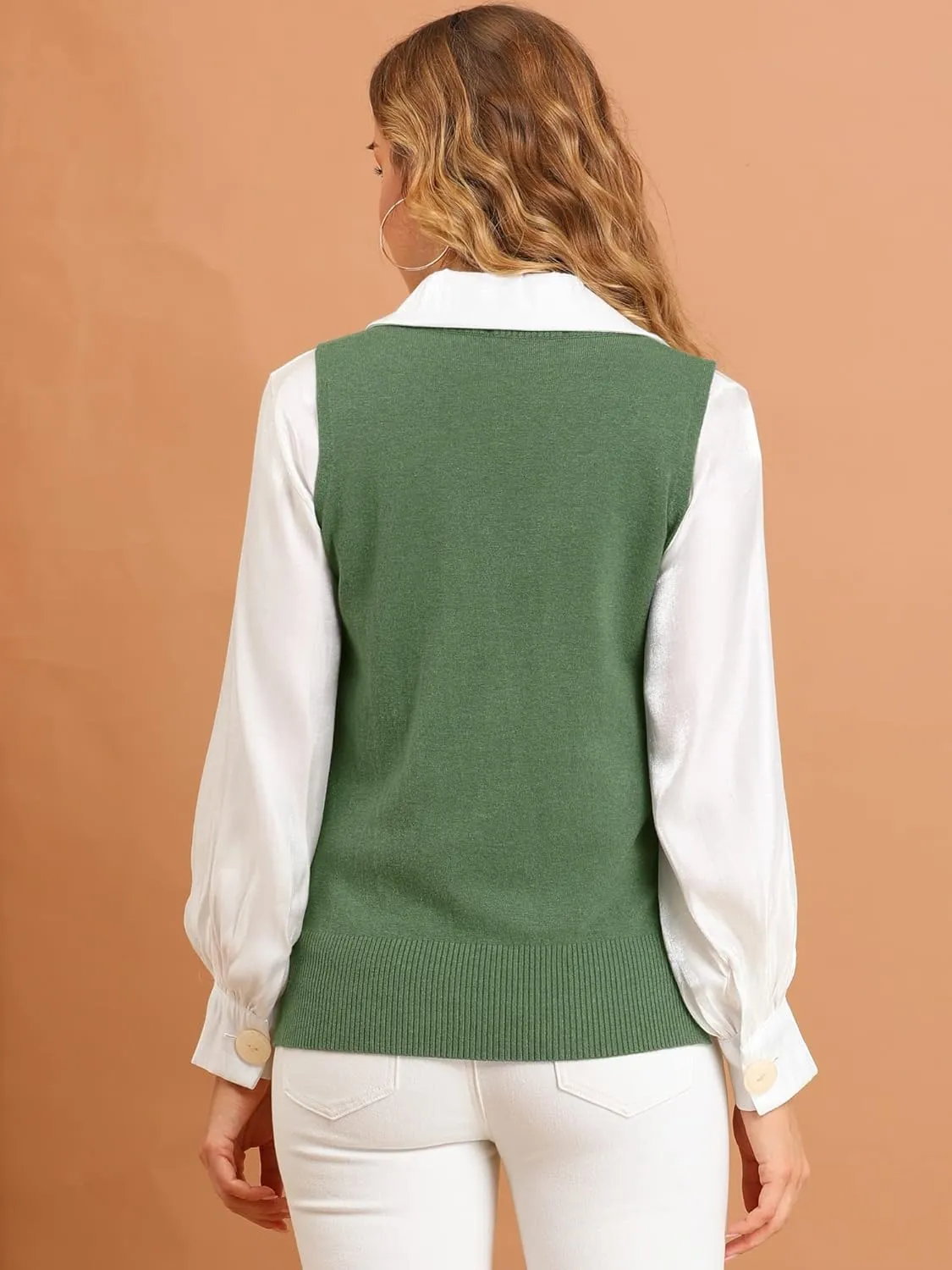 Allegra K Women's V Neck Sweater Vest Knit Pullover Sleeveless Sweater Top