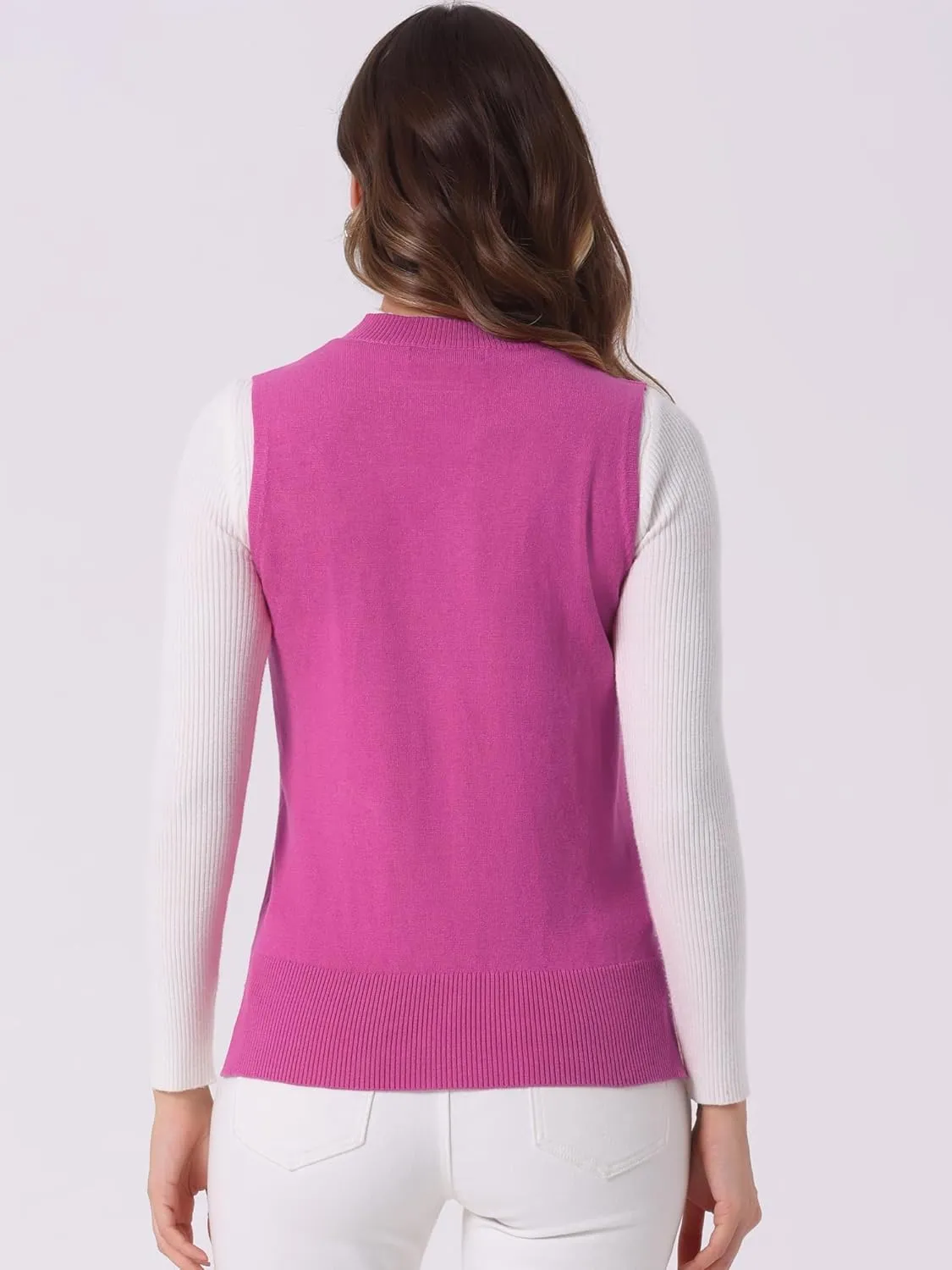 Allegra K Women's V Neck Sweater Vest Knit Pullover Sleeveless Sweater Top