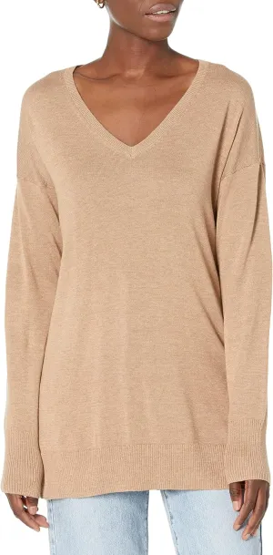 Amazon Essentials Women's Lightweight Long-Sleeve V-Neck Tunic Sweater (Available in Plus Size)