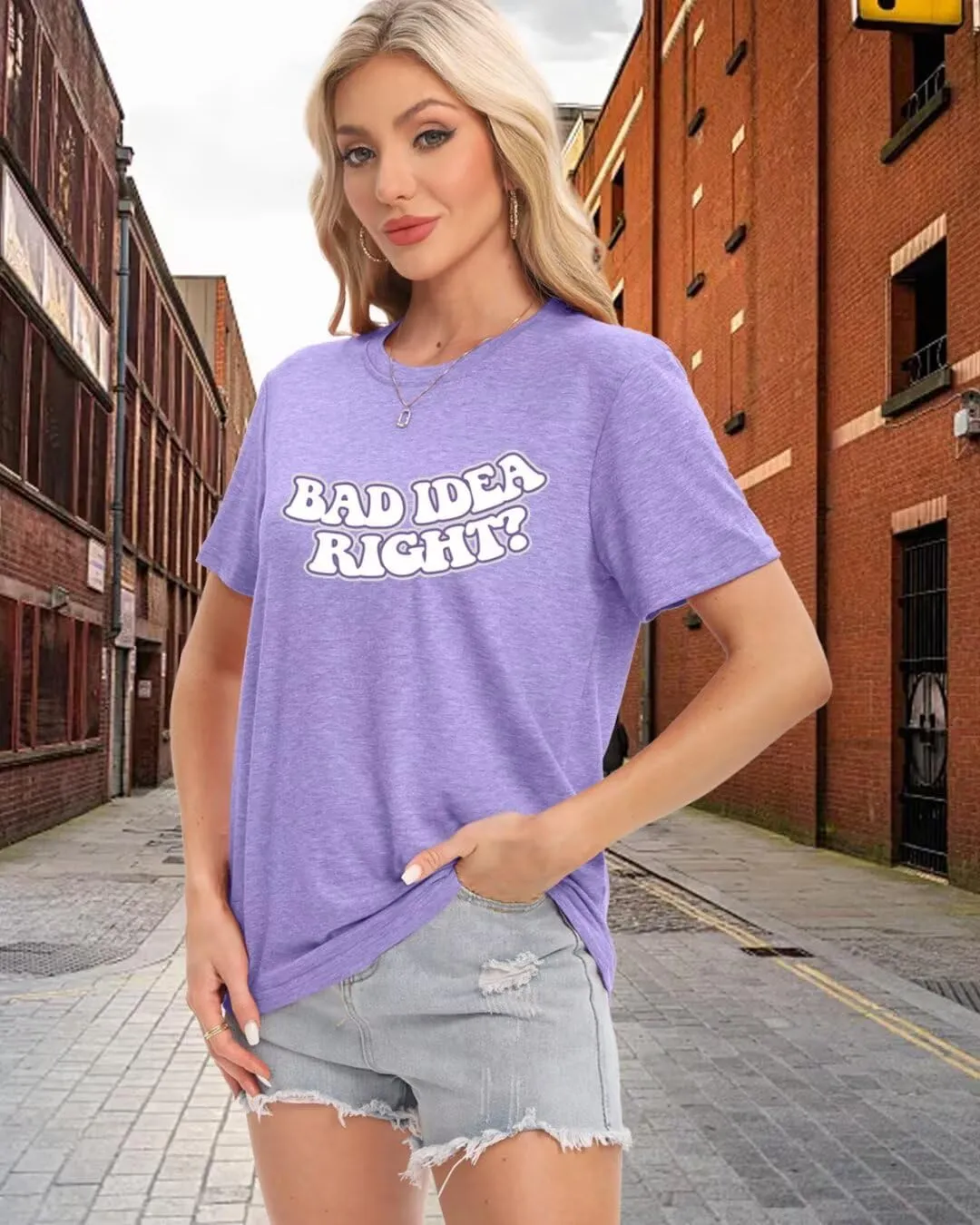 Bad Idea Right Shirt Vintage Graphic Tees for Women Concert Music Pop Rock Album Tour Tshirts Letter Print Top