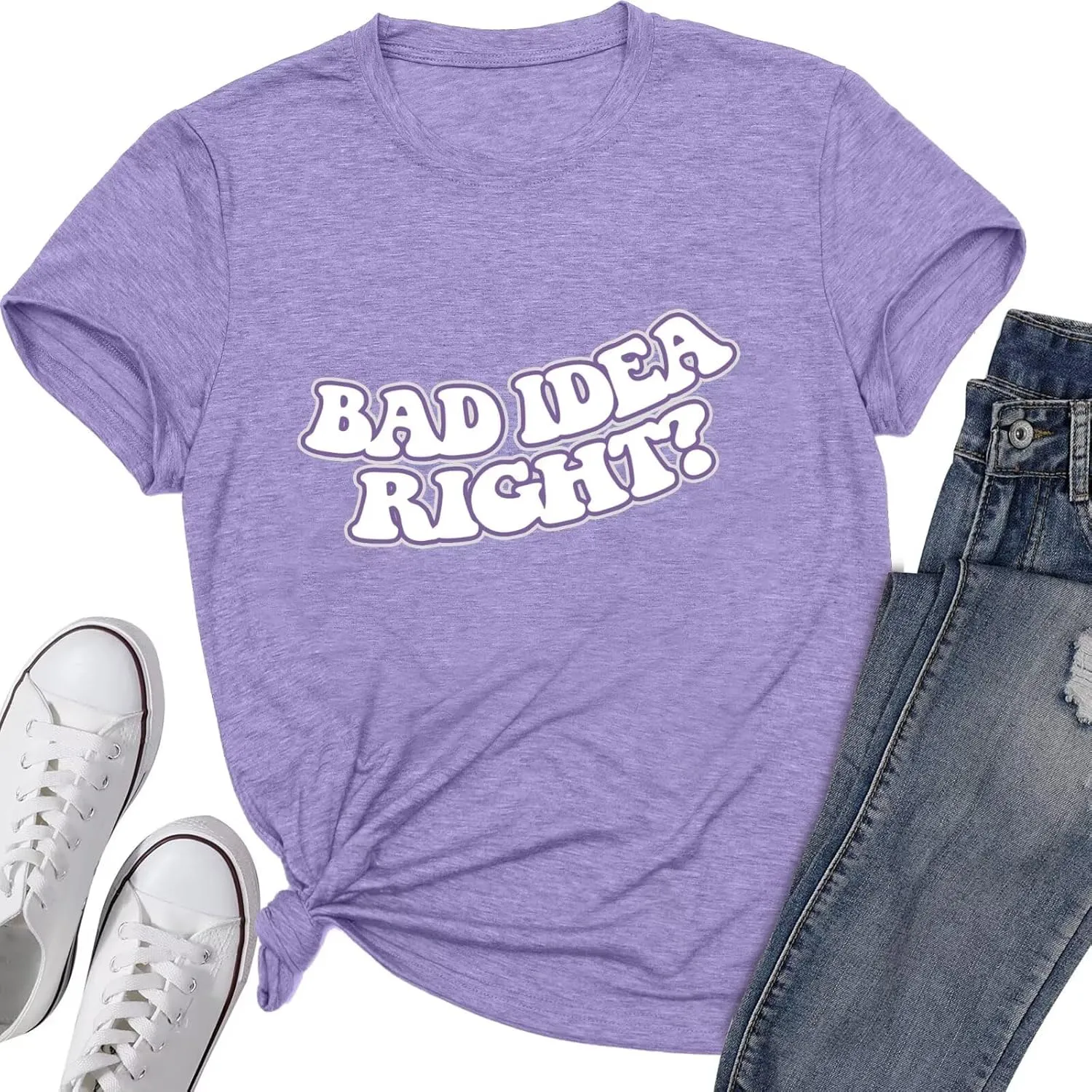 Bad Idea Right Shirt Vintage Graphic Tees for Women Concert Music Pop Rock Album Tour Tshirts Letter Print Top