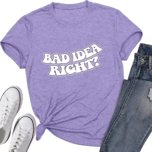 Bad Idea Right Shirt Vintage Graphic Tees for Women Concert Music Pop Rock Album Tour Tshirts Letter Print Top