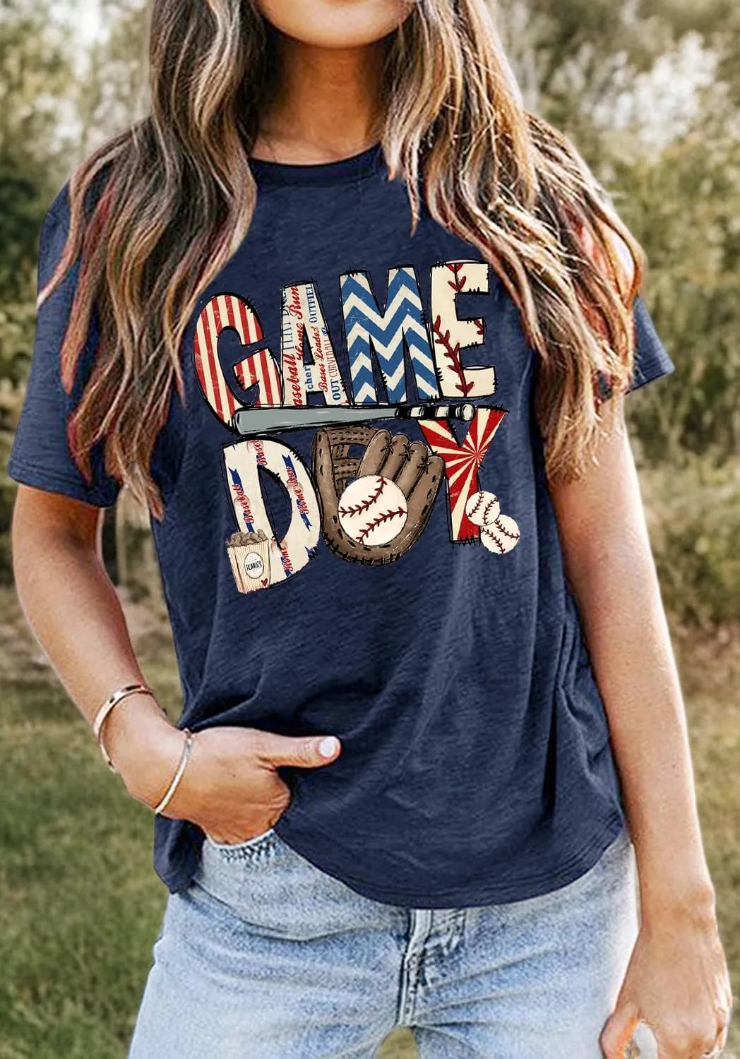 Baseball Game Day Tshirt Women Funny Letter Print Baseball Mom Shirt Vintage Graphic Tee Casual Short Sleeve Tops