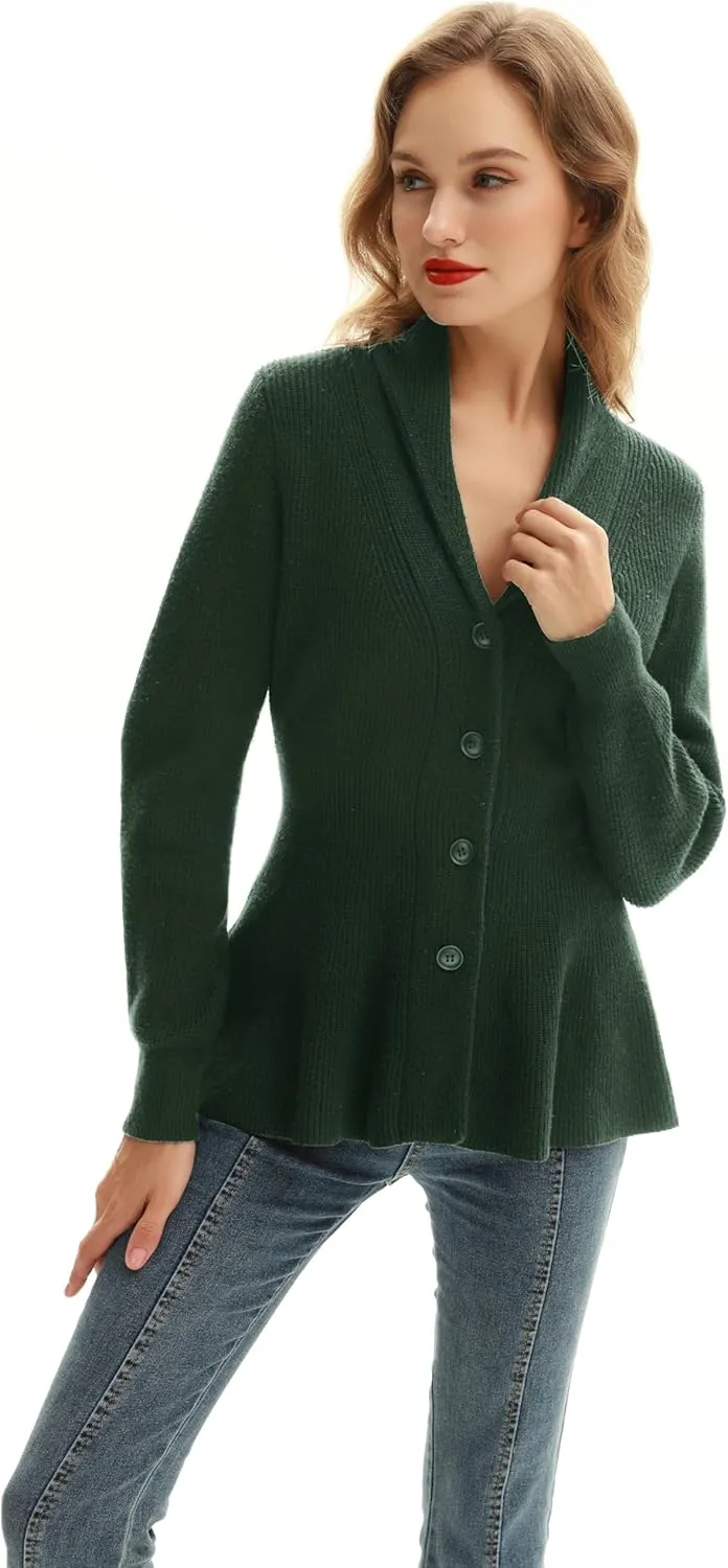 Belle Poque Women Vintage Cardigan Sweater Shawl Lapel Button Down Sweater Outwear Coat