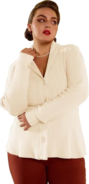 Belle Poque Women Vintage Cardigan Sweater Shawl Lapel Button Down Sweater Outwear Coat