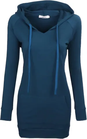 BEPEI Womens Long Sleeve Tunic Hoodie Dressy String Sweatshirts With Pockets