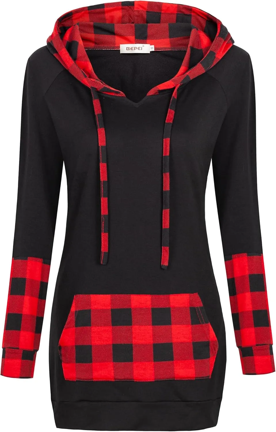 BEPEI Womens Long Sleeve Tunic Hoodie Dressy String Sweatshirts With Pockets