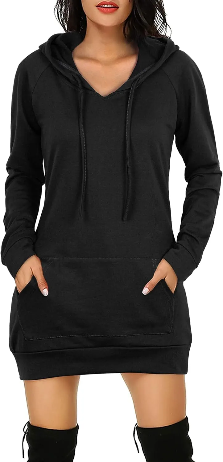 BEPEI Womens Long Sleeve Tunic Hoodie Dressy String Sweatshirts With Pockets