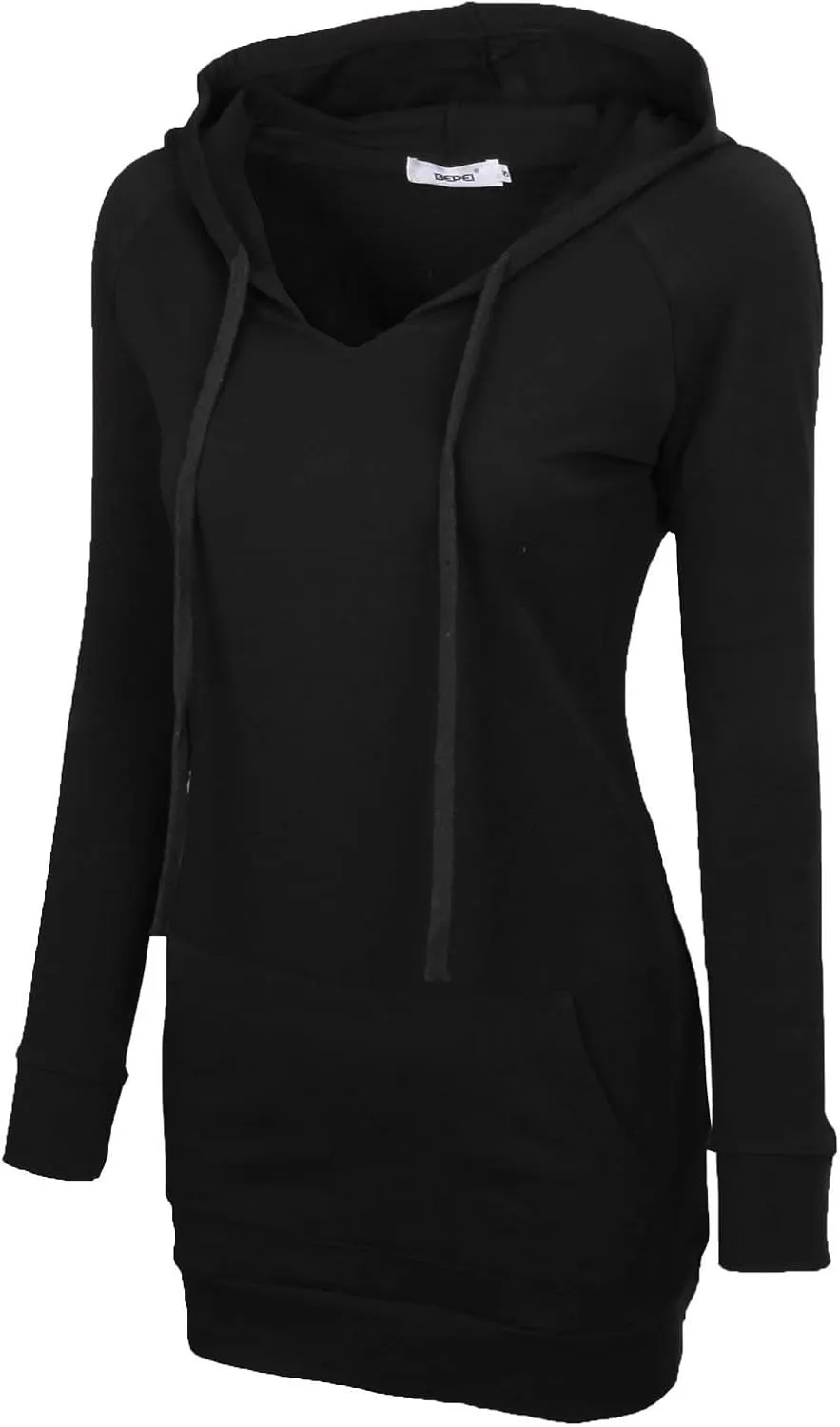 BEPEI Womens Long Sleeve Tunic Hoodie Dressy String Sweatshirts With Pockets