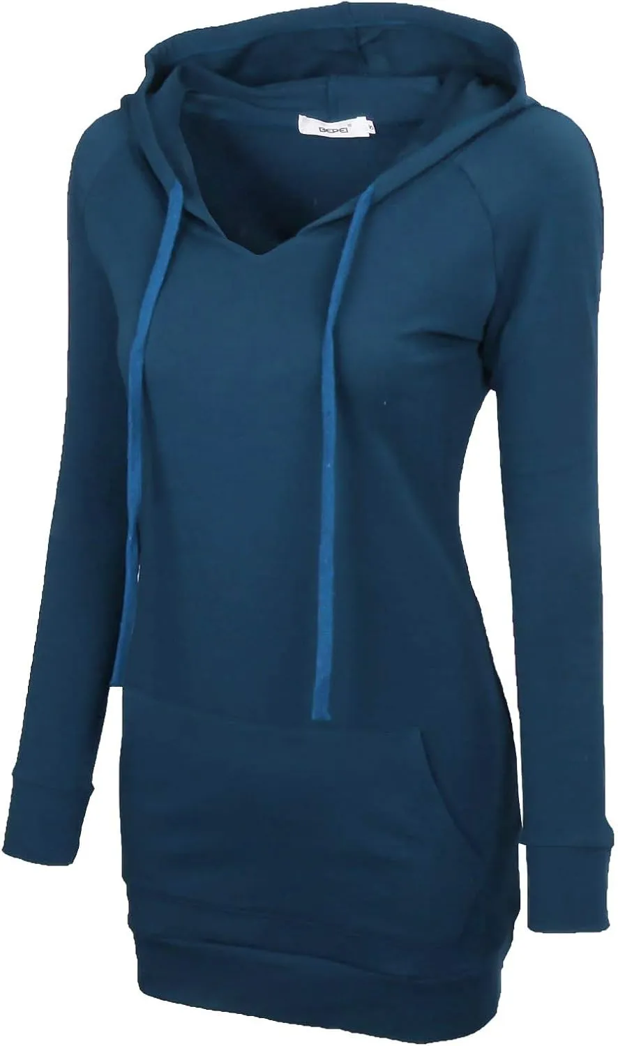 BEPEI Womens Long Sleeve Tunic Hoodie Dressy String Sweatshirts With Pockets
