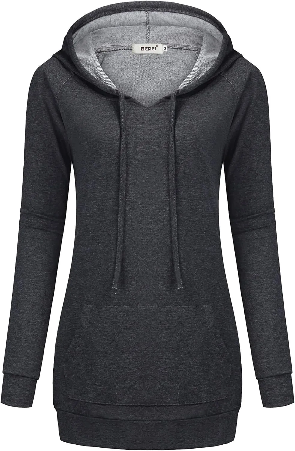 BEPEI Womens Long Sleeve Tunic Hoodie Dressy String Sweatshirts With Pockets