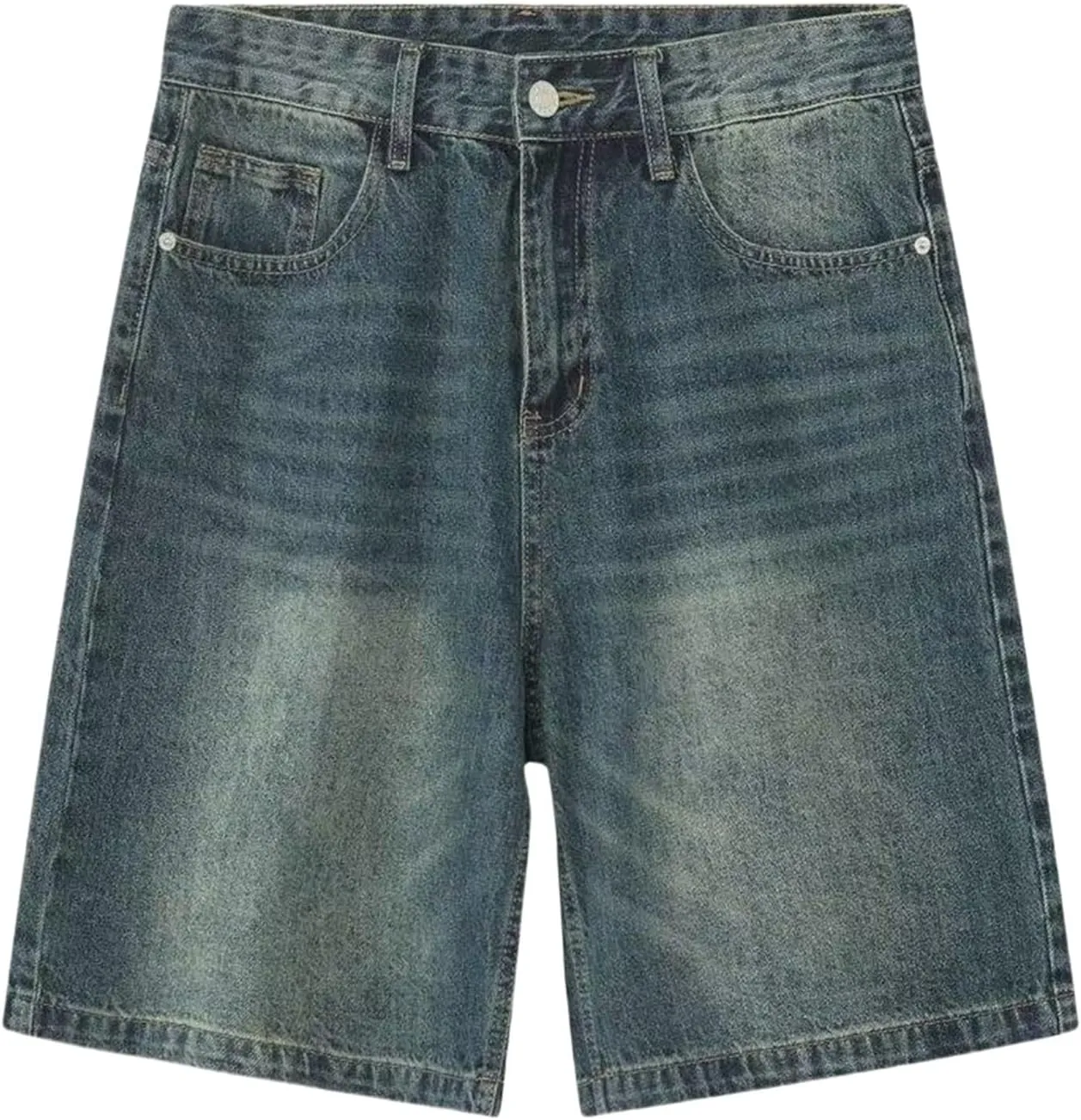 Bermuda Jean Shorts for Women A Line High Waisted Trendy Wide Leg Denim Shorts Knee Length Loose Fit Mid Thigh Pants