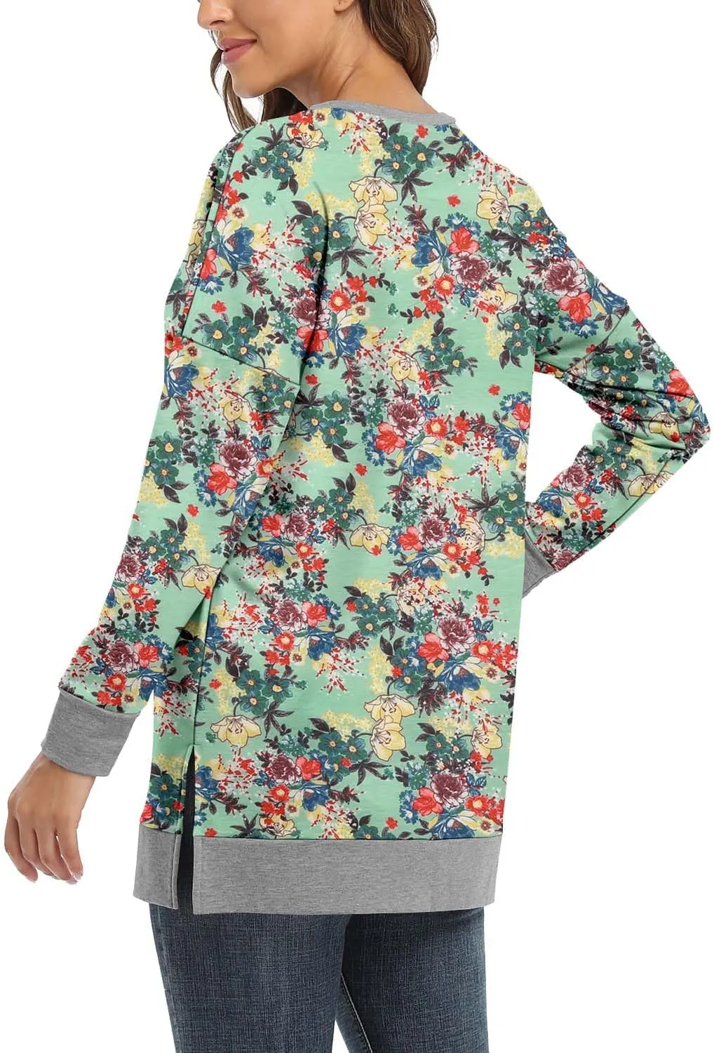 BETTE BOUTIK Women's Drop Long Sleeve Sweatshirts Casual Crewneck Tunic Tops Sweartshirts With Side Slits S-3XL