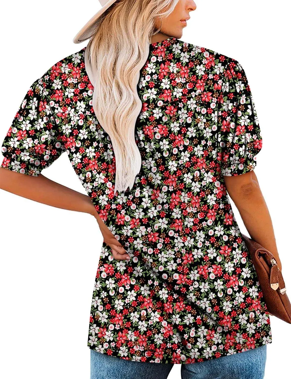 BETTE BOUTIK Women's Short Sleeve Summer Tunic Tops Flowy Flare Button Down Tunic Shirts Blouses S-3XL