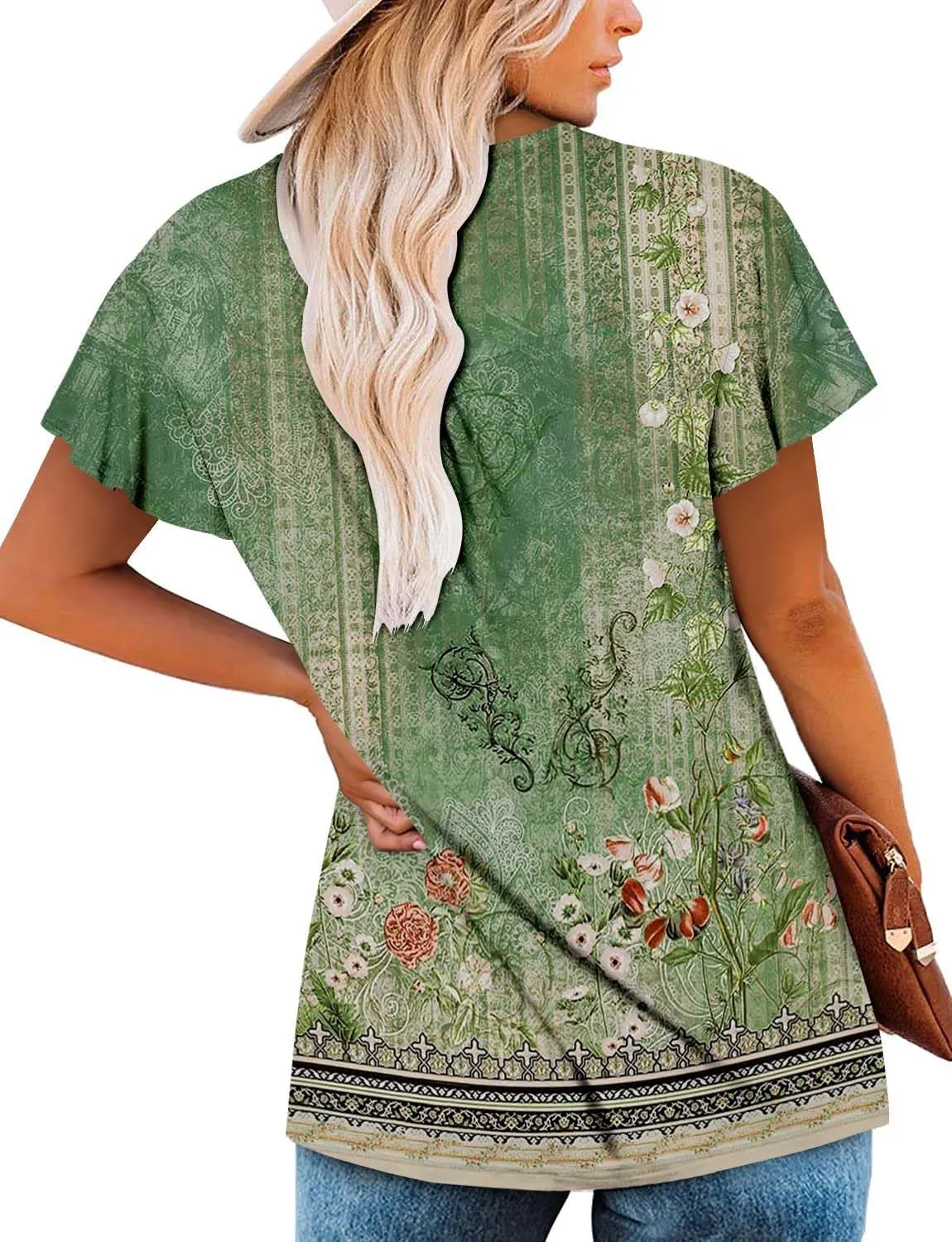 BETTE BOUTIK Women's Short Sleeve Summer Tunic Tops Flowy Flare Button Down Tunic Shirts Blouses S-3XL