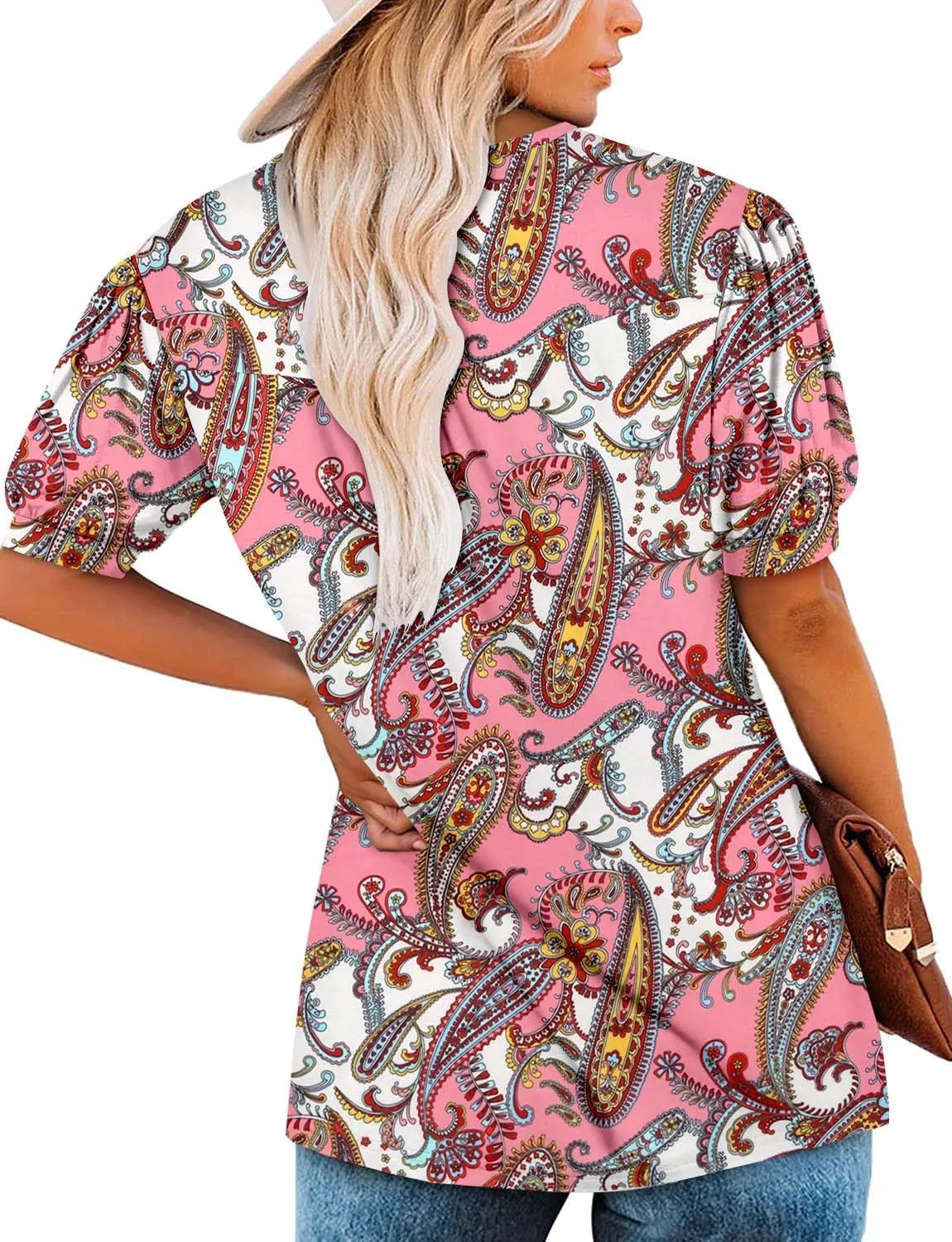 BETTE BOUTIK Women's Short Sleeve Summer Tunic Tops Flowy Flare Button Down Tunic Shirts Blouses S-3XL