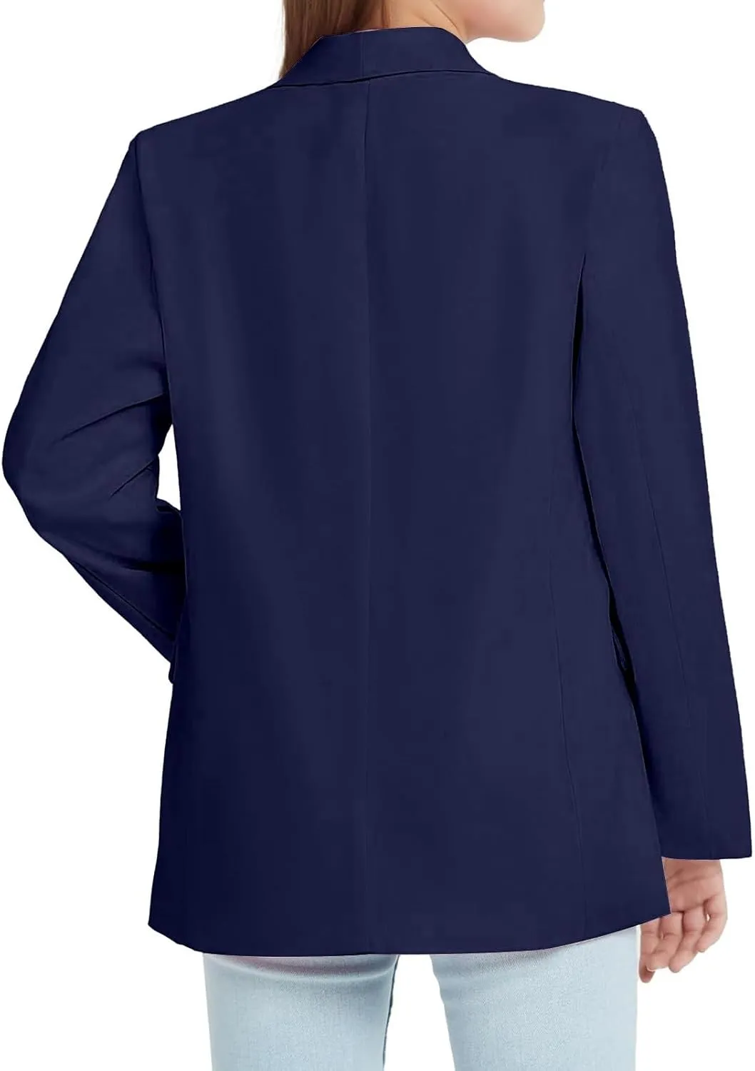 Blazer Jacket for Teen Girls Long Sleeve Y2K Solid Lapel Formal Suit Coat Casual Plus Open Front Dress Tops with Inner Pocket