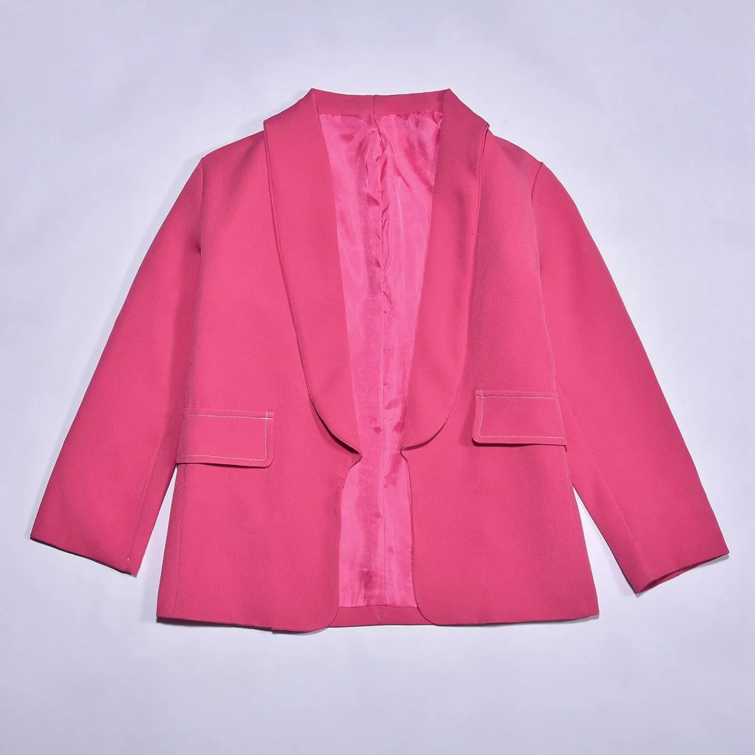 Blazer Jacket for Teen Girls Long Sleeve Y2K Solid Lapel Formal Suit Coat Casual Plus Open Front Dress Tops with Inner Pocket
