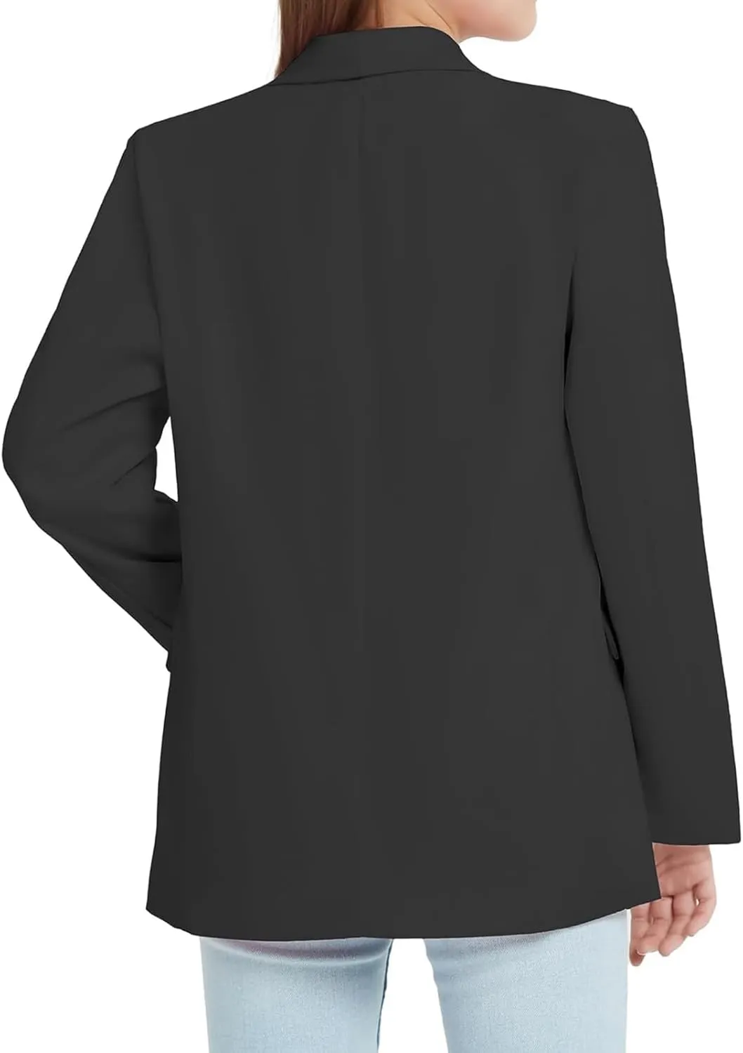 Blazer Jacket for Teen Girls Long Sleeve Y2K Solid Lapel Formal Suit Coat Casual Plus Open Front Dress Tops with Inner Pocket