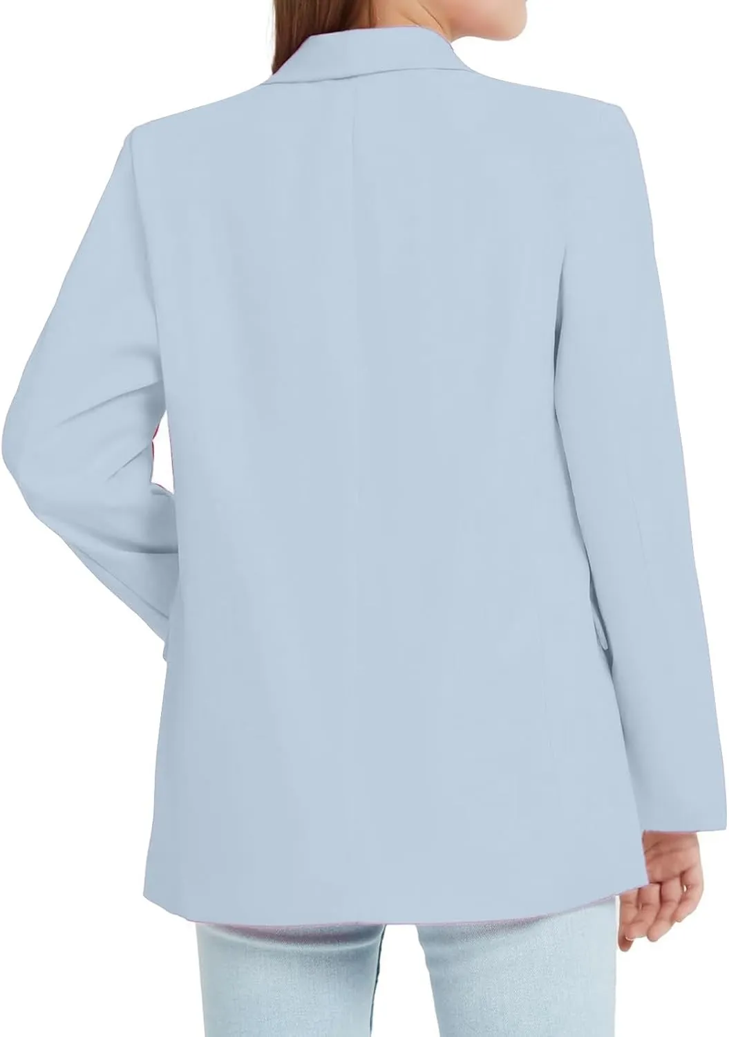 Blazer Jacket for Teen Girls Long Sleeve Y2K Solid Lapel Formal Suit Coat Casual Plus Open Front Dress Tops with Inner Pocket