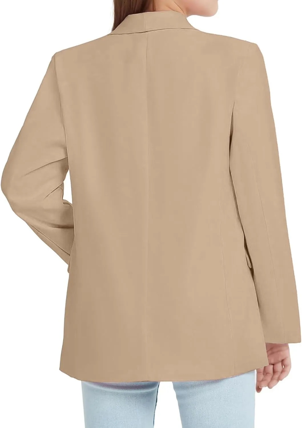 Blazer Jacket for Teen Girls Long Sleeve Y2K Solid Lapel Formal Suit Coat Casual Plus Open Front Dress Tops with Inner Pocket