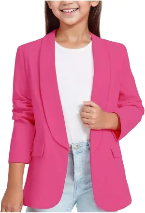 Blazer Jacket for Teen Girls Long Sleeve Y2K Solid Lapel Formal Suit Coat Casual Plus Open Front Dress Tops with Inner Pocket