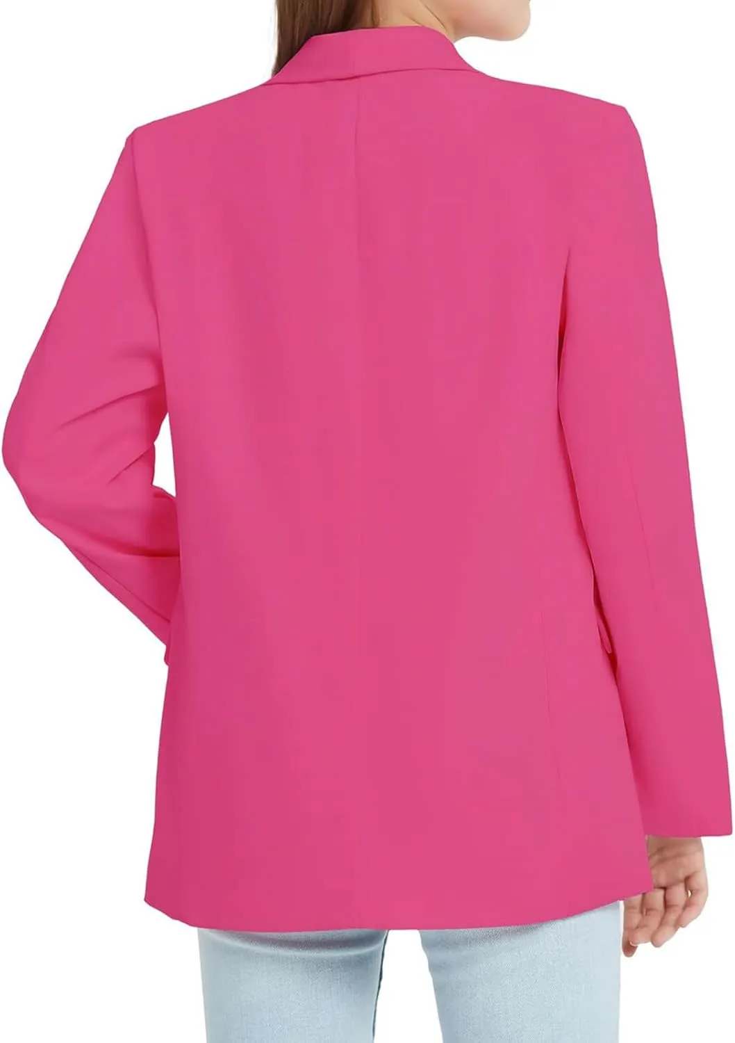 Blazer Jacket for Teen Girls Long Sleeve Y2K Solid Lapel Formal Suit Coat Casual Plus Open Front Dress Tops with Inner Pocket
