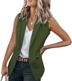 Blazer Jackets for Women Casual Short Sleeve/Sleeveless Blazer Caots Summer Slim Lapel Open Front Work Office Jacket