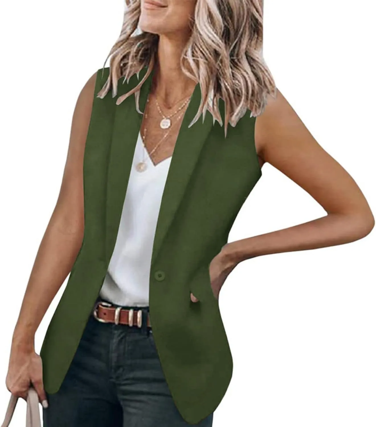 Blazer Jackets for Women Casual Short Sleeve/Sleeveless Blazer Caots Summer Slim Lapel Open Front Work Office Jacket