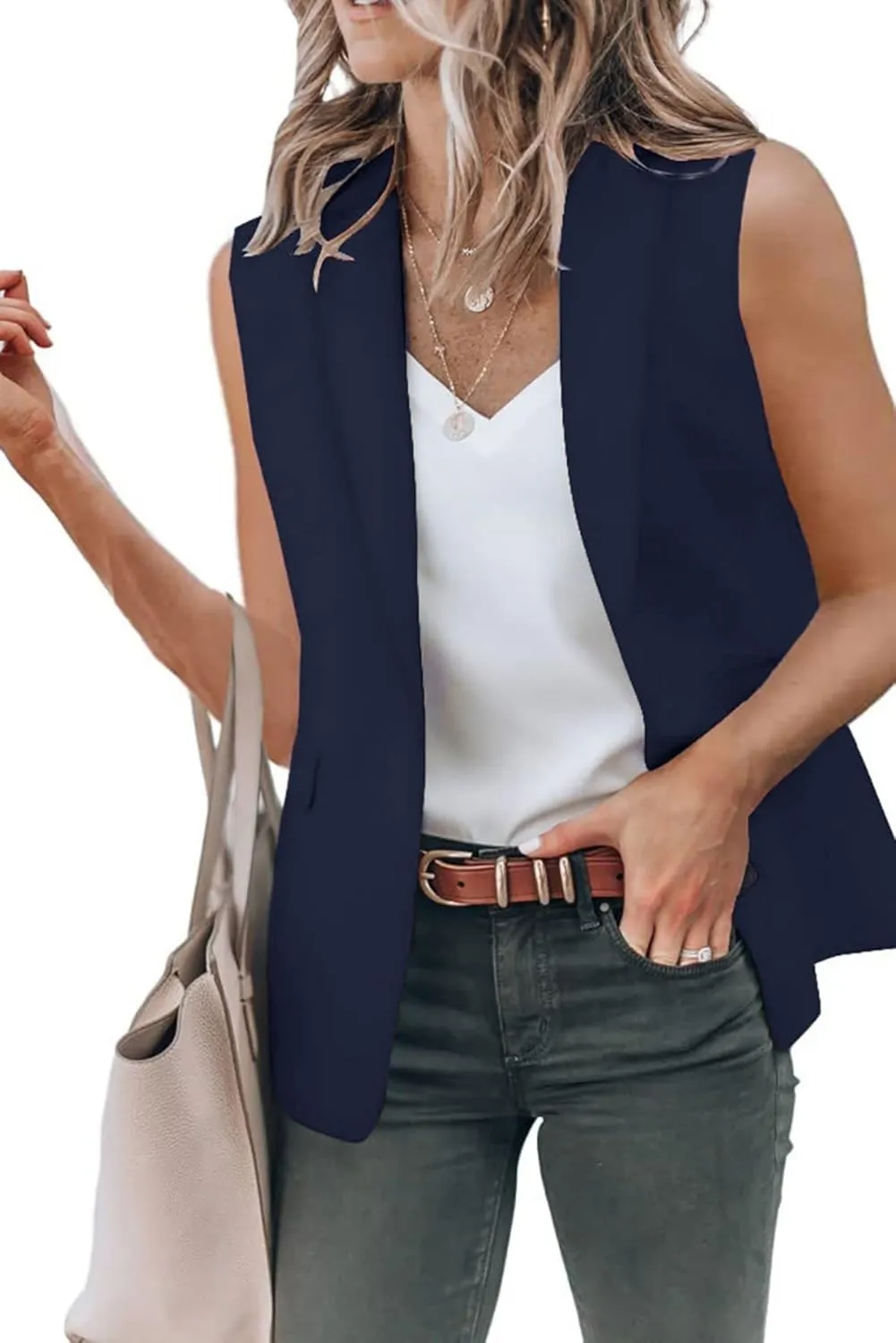 Blazer Jackets for Women Casual Short Sleeve/Sleeveless Blazer Caots Summer Slim Lapel Open Front Work Office Jacket