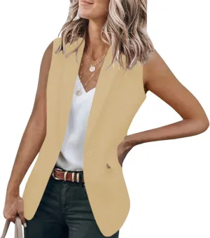 Blazer Jackets for Women Casual Short Sleeve/Sleeveless Blazer Caots Summer Slim Lapel Open Front Work Office Jacket