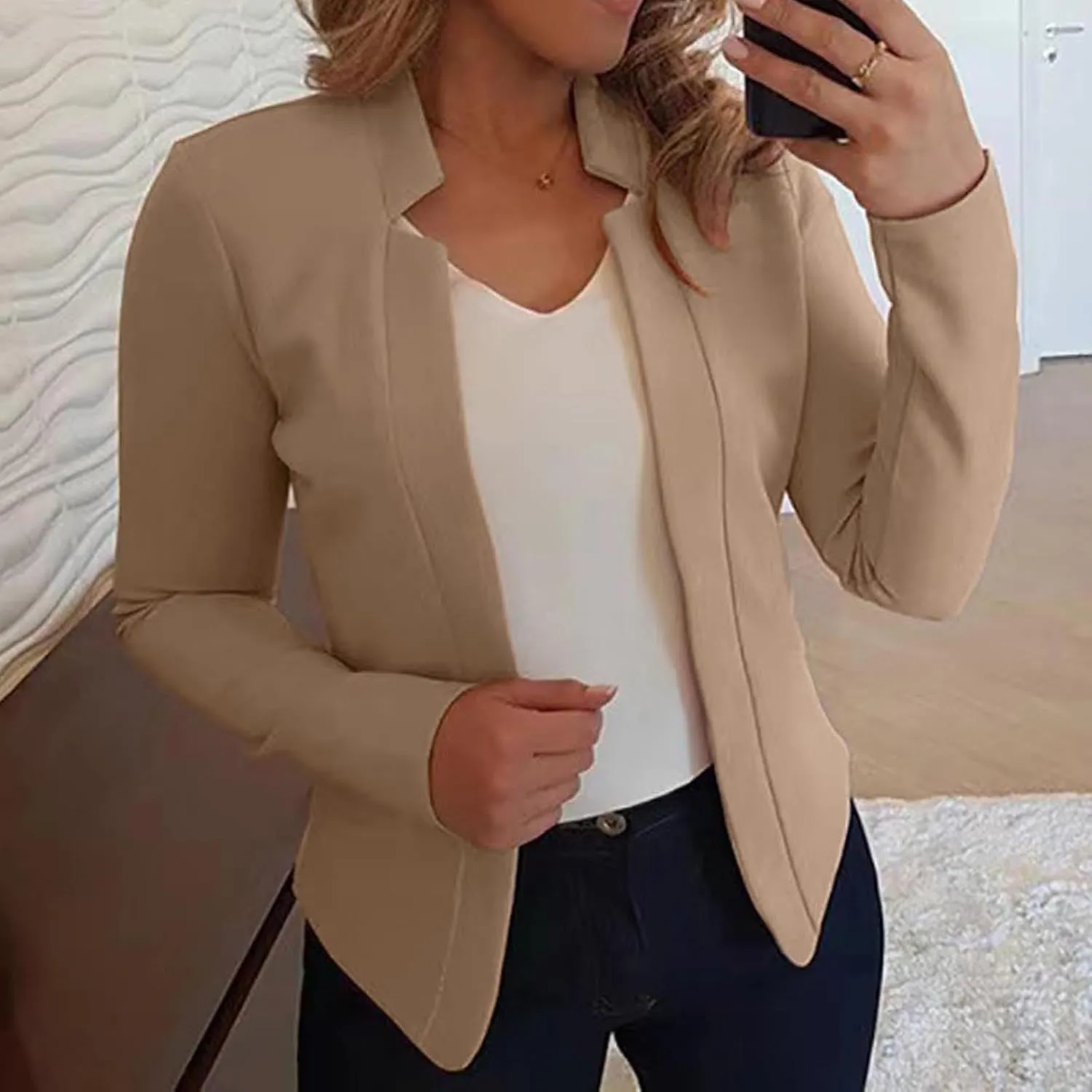 Blazer Jackets for Women Fashion Dressy Open Front Cardigan Jacket Casual Long Sleeve Work Office Suit Jacket