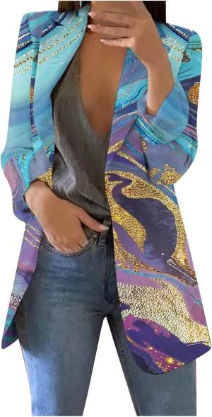 Blazer Jackets for Women,Casual Long Sleeve Lightweight Work Office Jacket Open Front Cardigan Outwear with Pockets
