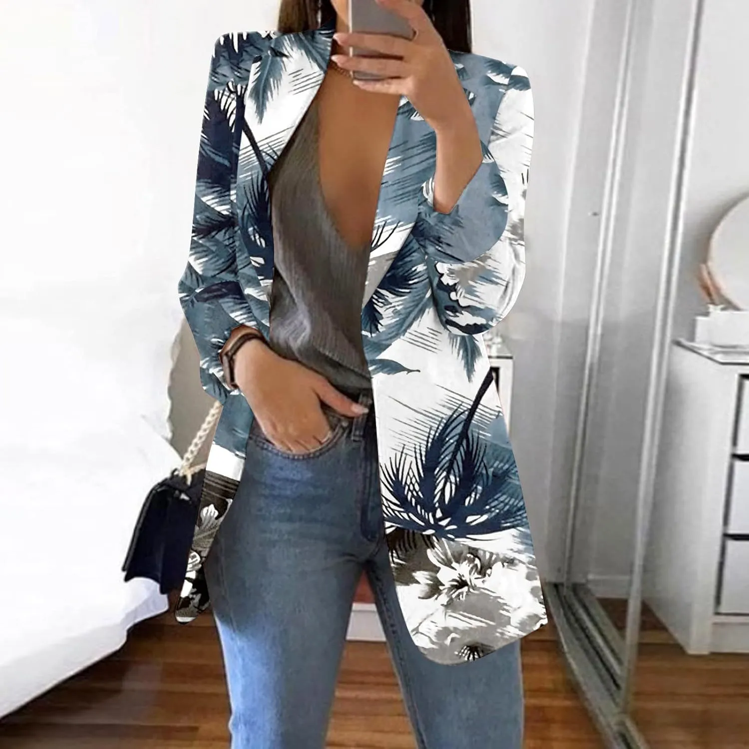Blazer Jackets for Women,Casual Long Sleeve Lightweight Work Office Jacket Open Front Cardigan Outwear with Pockets